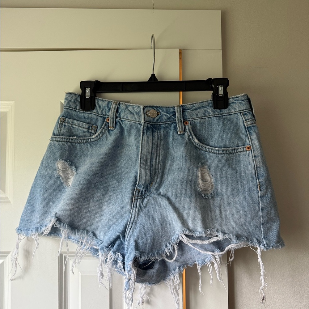 Forever 21 Light Blue Distressed Denim Cutoff Shorts